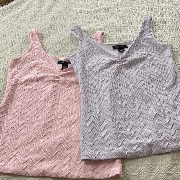 White House Black Market Tops - 2 WHBM gray & pink lined tank tops